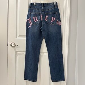 Juicy Couture Belvedere High Rise Distressed Jeans - Pink Logo Y2K - Size 26 EUC